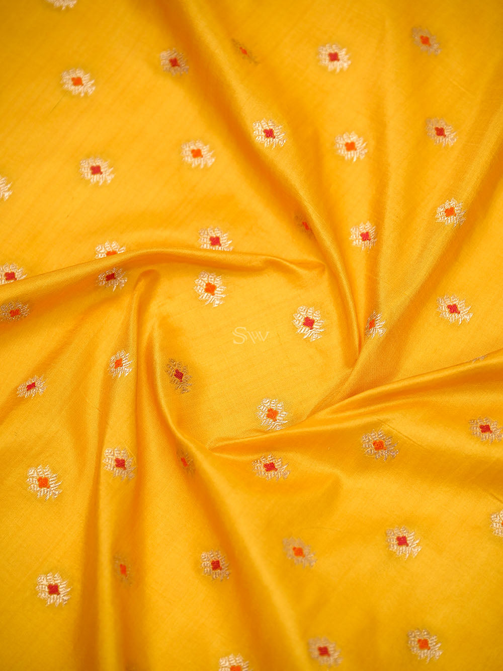 Yellow Meenakari Booti Katan Silk Handloom Banarasi Suit - Sacred Weaves