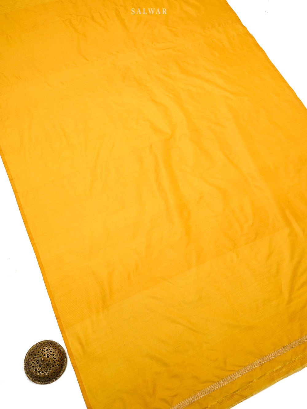 Yellow Meenakari Booti Katan Silk Handloom Banarasi Suit - Sacred Weaves