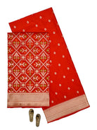 Red Booti Meenakari Katan Silk Handloom Banarasi Suit - Sacred Weaves