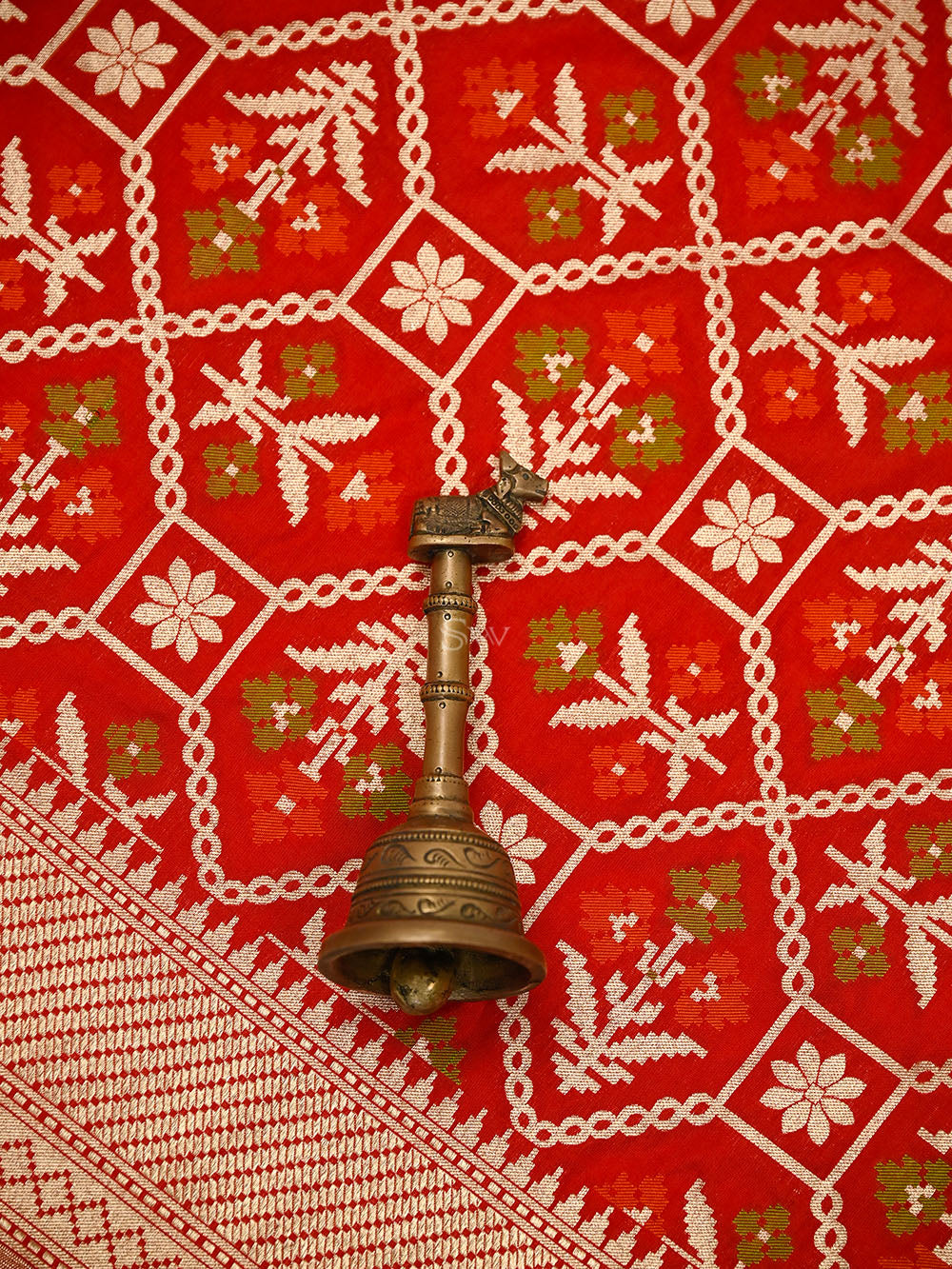 Red Booti Meenakari Katan Silk Handloom Banarasi Suit - Sacred Weaves