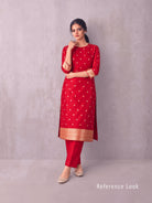 Red Booti Meenakari Katan Silk Handloom Banarasi Suit - Sacred Weaves