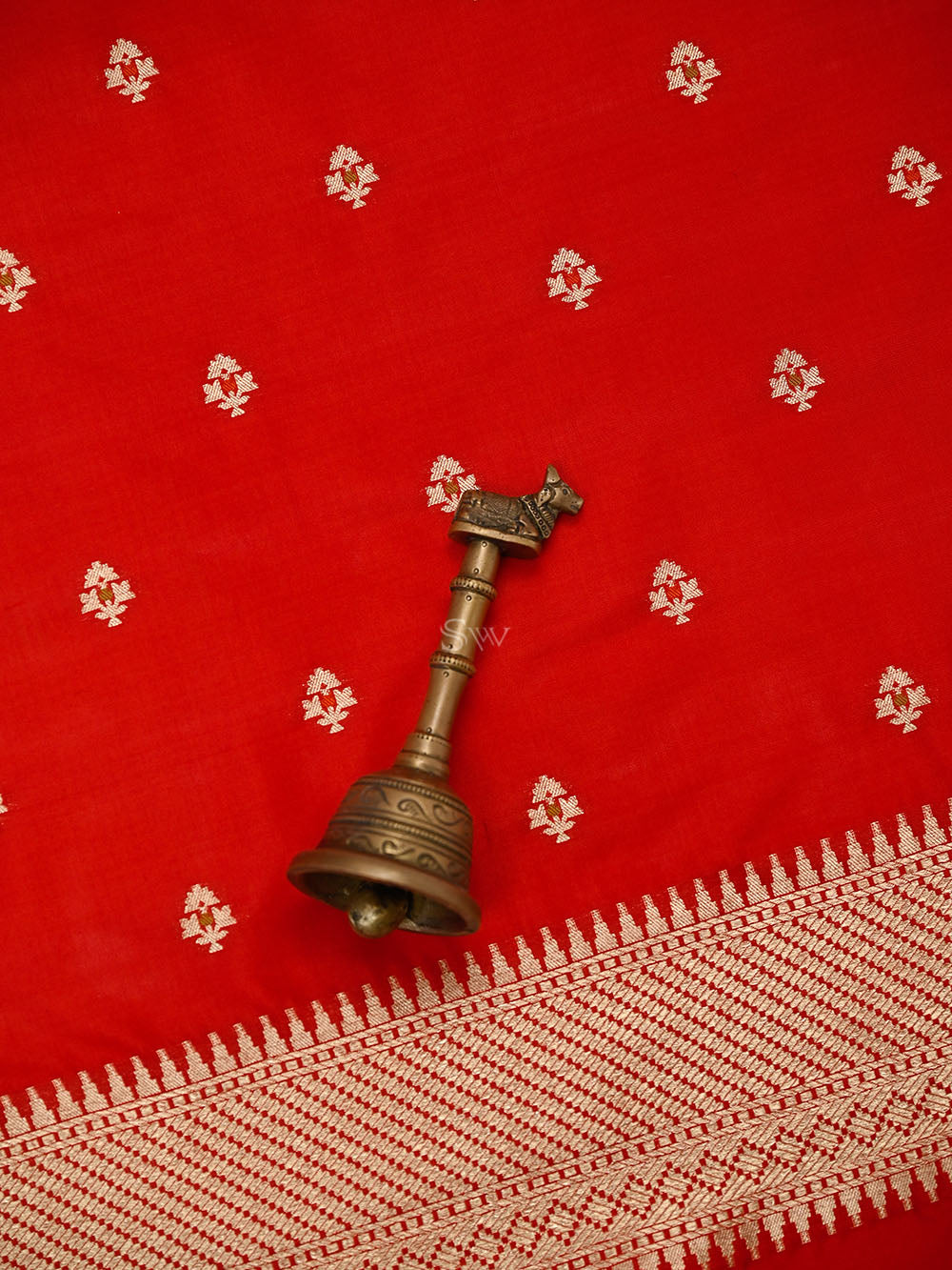 Red Booti Meenakari Katan Silk Handloom Banarasi Suit - Sacred Weaves