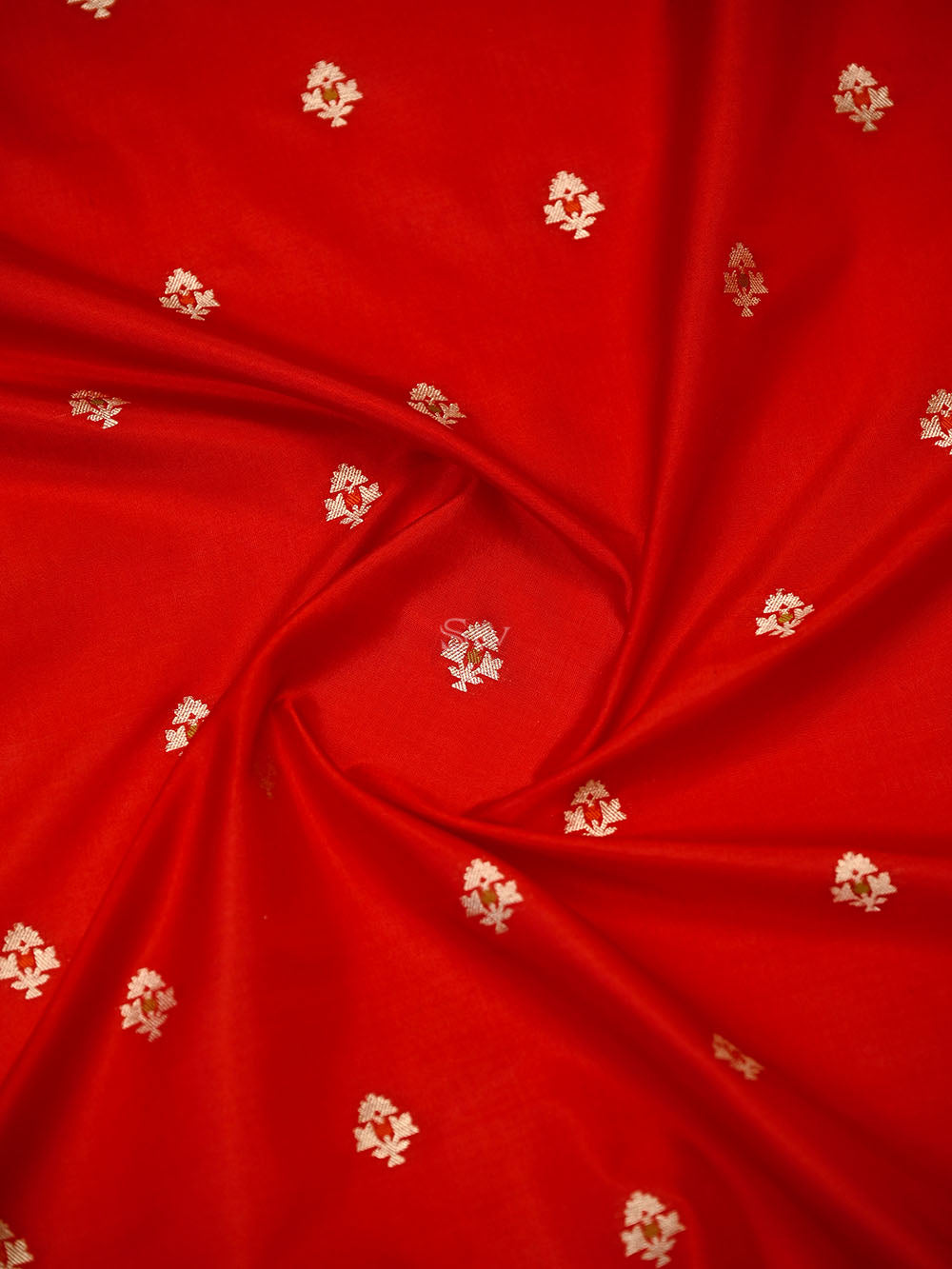 Red Booti Meenakari Katan Silk Handloom Banarasi Suit - Sacred Weaves