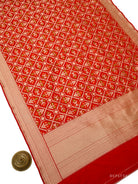 Red Booti Meenakari Katan Silk Handloom Banarasi Suit - Sacred Weaves