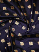 Navy Blue Meenakari Booti Katan Silk Handloom Banarasi Suit - Sacred Weaves