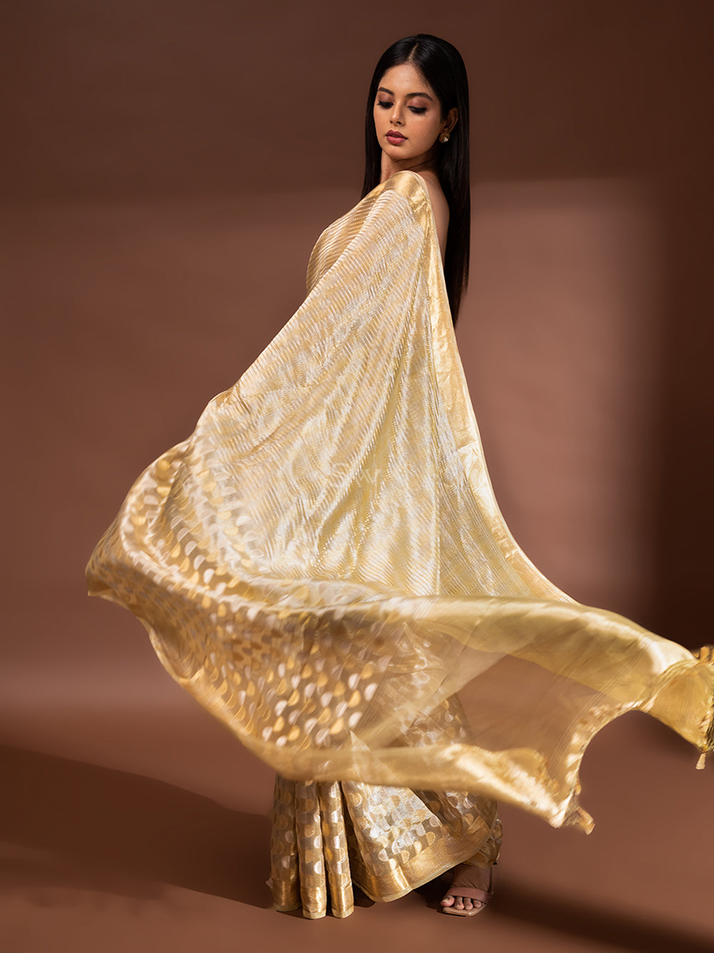 Pastel Yellow Tissue Handloom Banarasi Saree - Sacred Weaves
