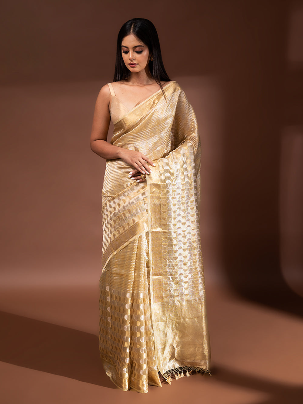 Pastel Yellow Tissue Handloom Banarasi Saree - Sacred Weaves