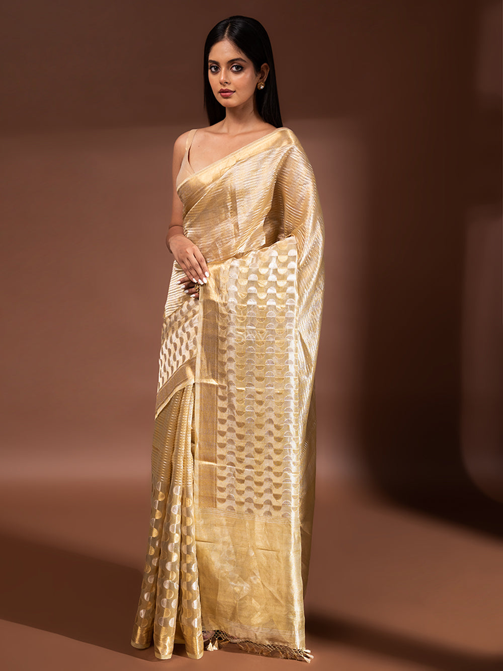 Pastel Yellow Tissue Handloom Banarasi Saree - Sacred Weaves