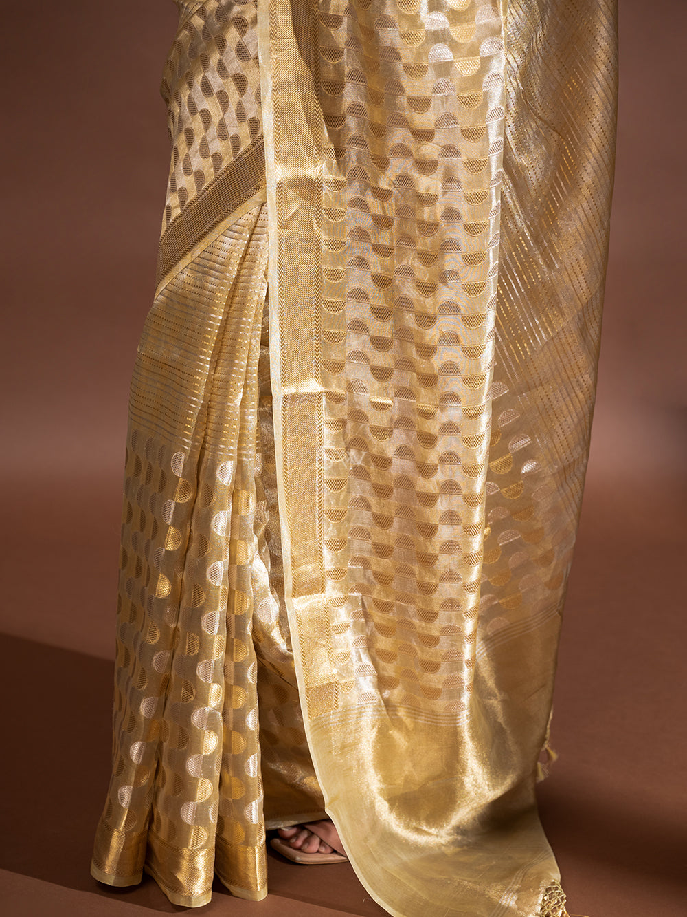Pastel Yellow Tissue Handloom Banarasi Saree - Sacred Weaves