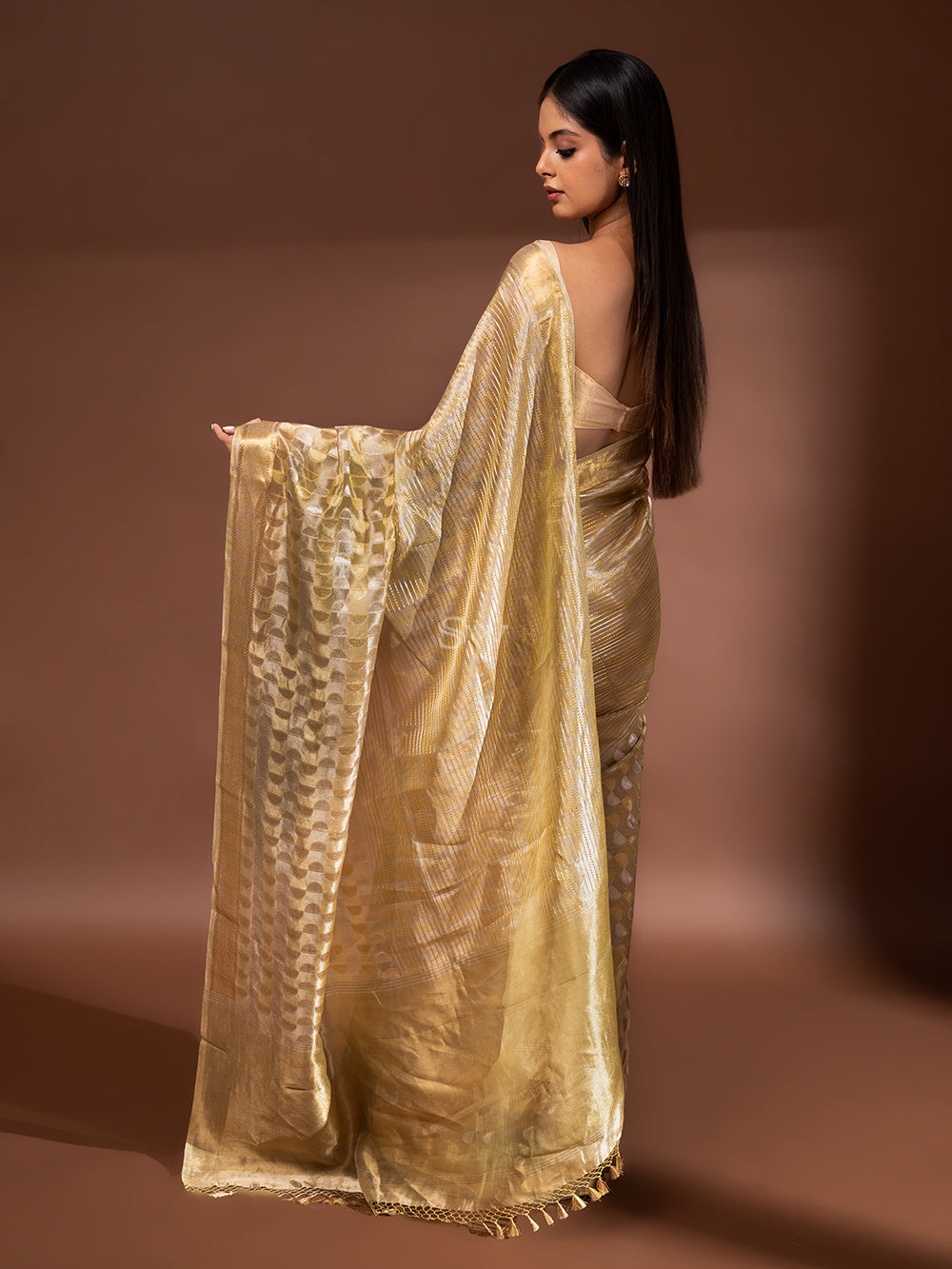 Pastel Yellow Tissue Handloom Banarasi Saree - Sacred Weaves