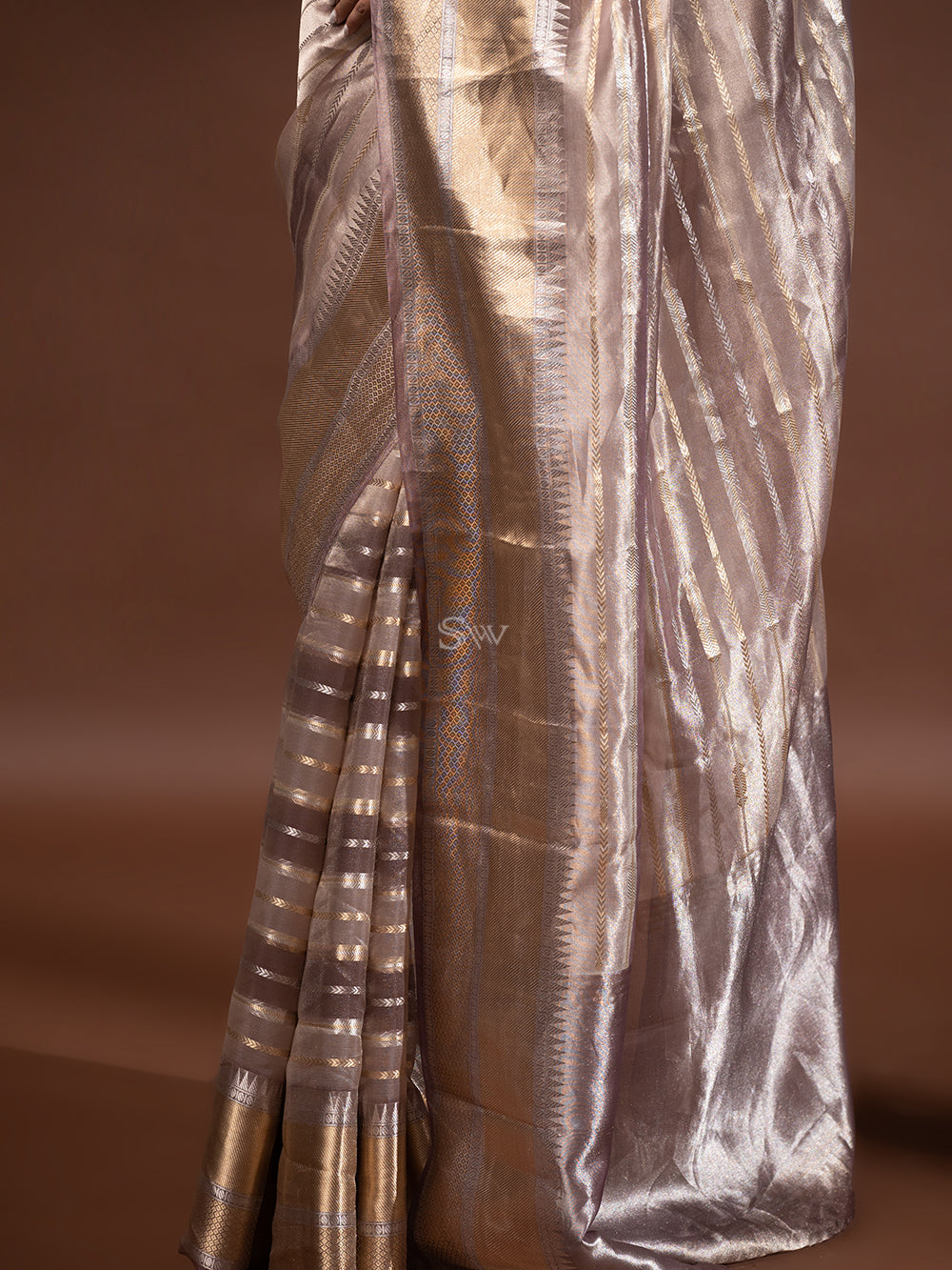 Pastel Purple Tissue Rangkat Handloom Banarasi Saree - Sacred Weaves