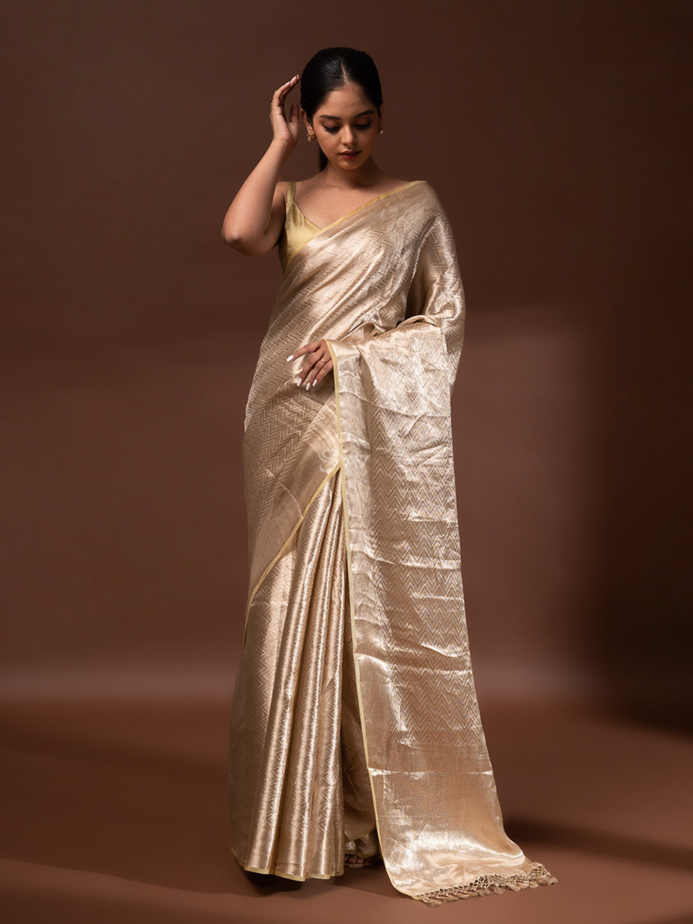 Pastel Yellow Tissue Brocade Handloom Banarasi Saree - Sacred Weaves
