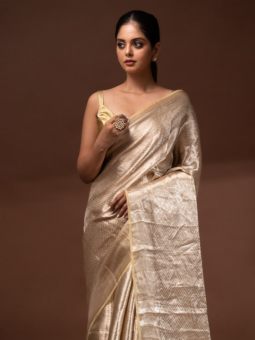 Pastel Yellow Tissue Brocade Handloom Banarasi Saree - Sacred Weaves