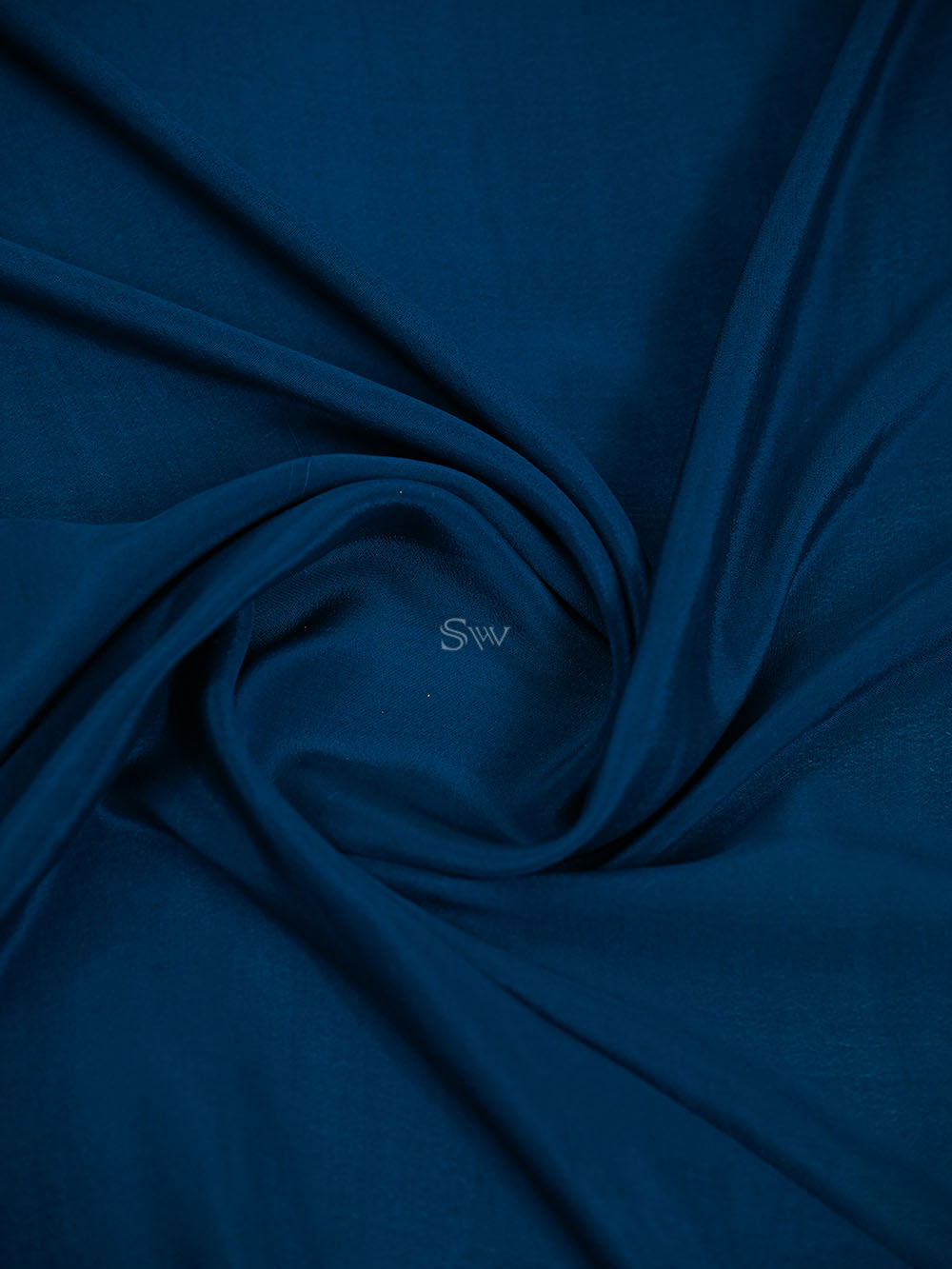 Midnight Blue Plain Crepe Silk Handloom Banarasi Saree - Sacred Weaves