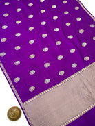 Purple Boota Pure Silk Handloom Banarasi Saree - Sacred Weaves