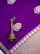 Purple Boota Pure Silk Handloom Banarasi Saree - Sacred Weaves
