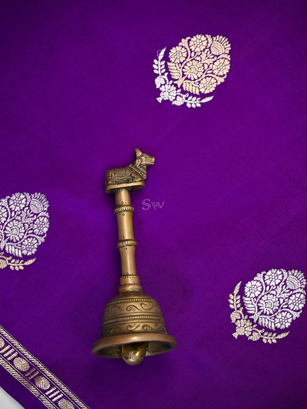 Purple Boota Pure Silk Handloom Banarasi Saree - Sacred Weaves