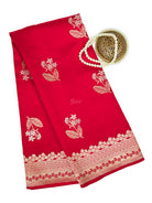 Red Floral Boota Pure Silk Handloom Banarasi Saree - Sacred Weaves