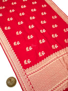 Red Floral Boota Pure Silk Handloom Banarasi Saree - Sacred Weaves