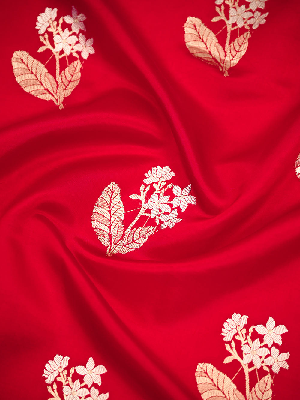 Red Floral Boota Pure Silk Handloom Banarasi Saree - Sacred Weaves