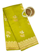 Lime Green Floral Boota Pure Silk Handloom Banarasi Saree - Sacred Weaves