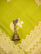 Lime Green Floral Boota Pure Silk Handloom Banarasi Saree - Sacred Weaves