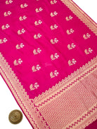 Dark Pink Floral Boota Pure Silk Handloom Banarasi Saree - Sacred Weaves