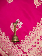 Dark Pink Floral Boota Pure Silk Handloom Banarasi Saree - Sacred Weaves