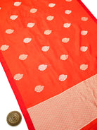 Dark Orange Boota Pure Silk Handloom Banarasi Saree - Sacred Weaves