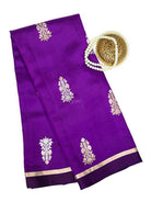 Purple Floral Boota Pure Silk Handloom Banarasi Saree - Sacred Weaves