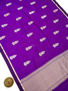 Purple Floral Boota Pure Silk Handloom Banarasi Saree - Sacred Weaves