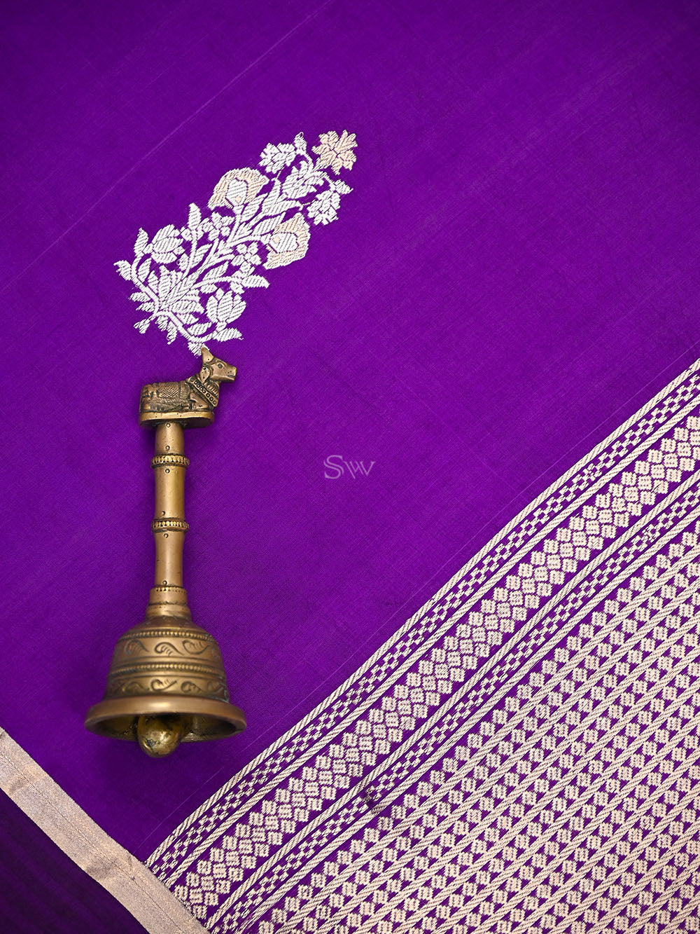 Purple Floral Boota Pure Silk Handloom Banarasi Saree - Sacred Weaves