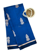 Midnight Blue Floral Boota Pure Silk Handloom Banarasi Saree - Sacred Weaves