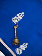 Midnight Blue Floral Boota Pure Silk Handloom Banarasi Saree - Sacred Weaves