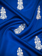 Midnight Blue Floral Boota Pure Silk Handloom Banarasi Saree - Sacred Weaves