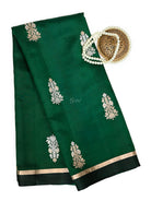 Bottle Green Boota Pure Silk Handloom Banarasi Saree - Sacred Weaves