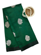 Bottle Green Floral Boota Pure Silk Handloom Banarasi Saree - Sacred Weaves
