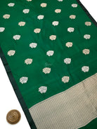 Bottle Green Floral Boota Pure Silk Handloom Banarasi Saree - Sacred Weaves