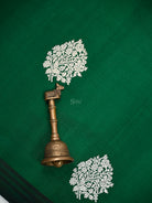 Bottle Green Floral Boota Pure Silk Handloom Banarasi Saree - Sacred Weaves