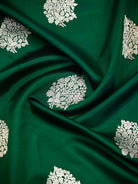 Bottle Green Floral Boota Pure Silk Handloom Banarasi Saree - Sacred Weaves