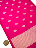 Dark Pink Floral Boota Pure Silk Handloom Banarasi Saree - Sacred Weaves