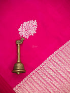 Dark Pink Floral Boota Pure Silk Handloom Banarasi Saree - Sacred Weaves