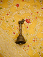 Yellow Meenakari Booti Katan Silk Handloom Banarasi Suit - Sacred Weaves