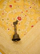 Yellow Meenakari Booti Katan Silk Handloom Banarasi Suit - Sacred Weaves