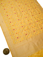 Yellow Meenakari Booti Katan Silk Handloom Banarasi Suit - Sacred Weaves