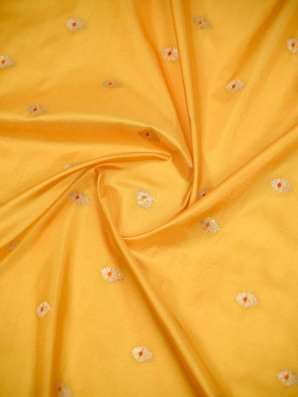 Yellow Meenakari Booti Katan Silk Handloom Banarasi Suit - Sacred Weaves
