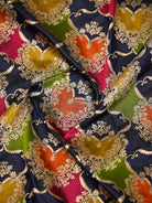 Navy Blue Meenakari Booti Katan Silk Handloom Banarasi Suit - Sacred Weaves