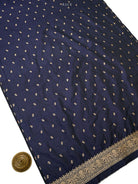 Navy Blue Meenakari Booti Katan Silk Handloom Banarasi Suit - Sacred Weaves