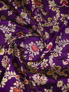 Purple Meenakari Booti Katan Silk Handloom Banarasi Suit - Sacred Weaves