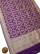 Purple Meenakari Booti Katan Silk Handloom Banarasi Suit - Sacred Weaves